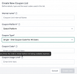 Unlimited coupon codes